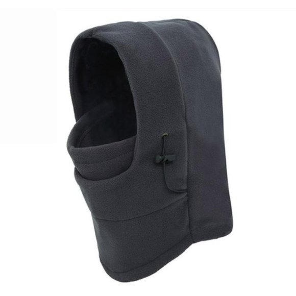 Men's Fleece Windproof Neck Tactical Full Face Mask Black Balaclava Hood NEW - Picture 2 of 3